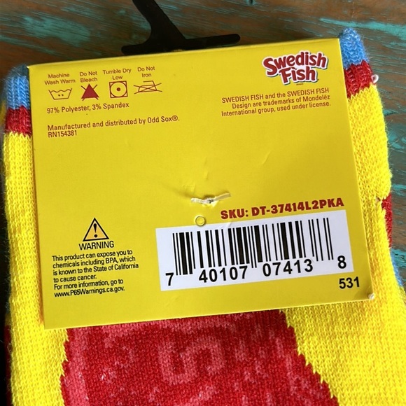 New Men’s Novelty Swedish Fish & Pop Tarts Socks (2 ankle/1 crew) by Odd Sox - Picture 6 of 8